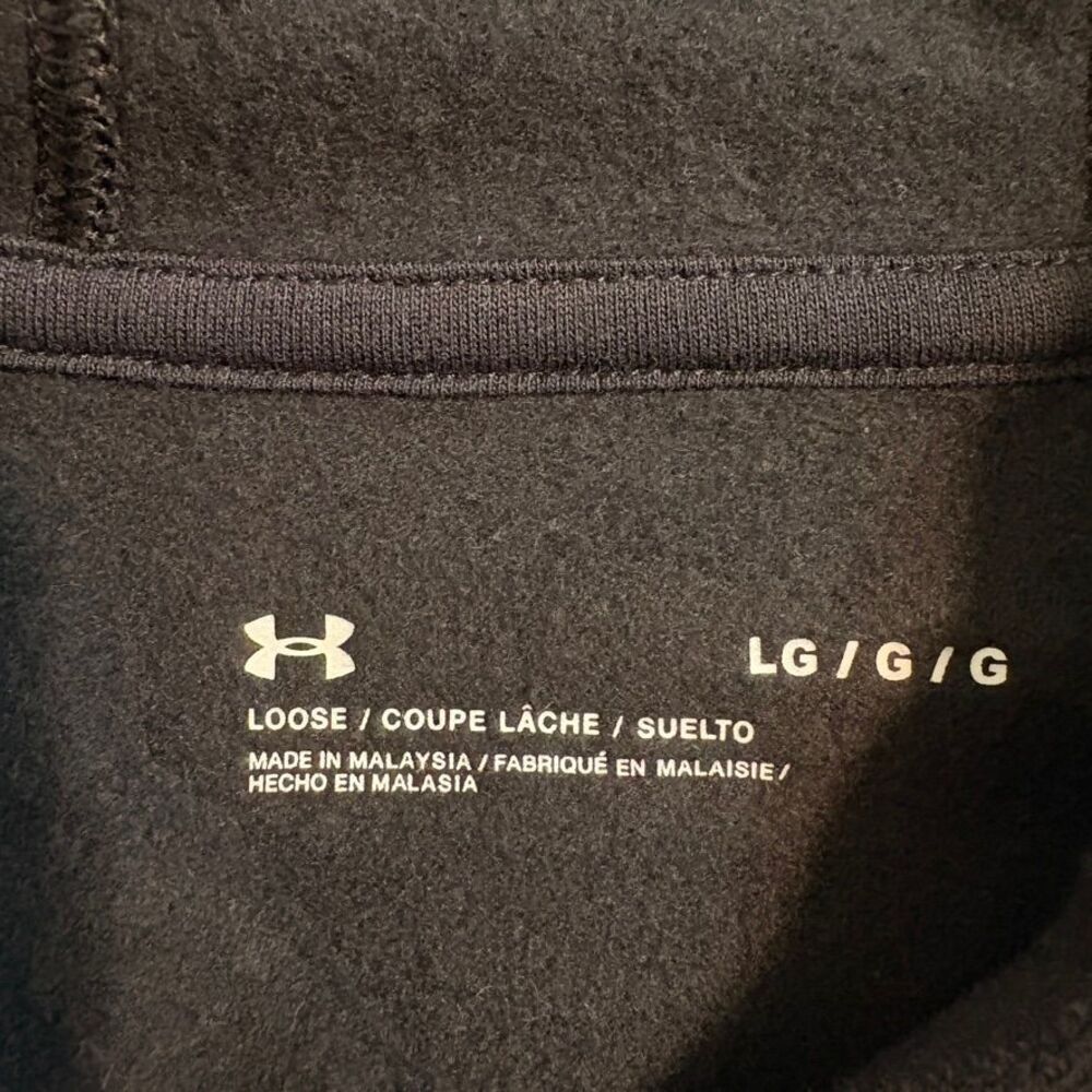 Under Armour Black Pullover Men's Hoodie with Graphic Logo Athletic Sweatshirt L - Picture 3 of 6